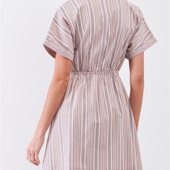 Striped Tie Front Mini Dress - Picture 3 of 4